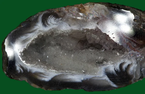 Geode Cristallo Con Cristalli Scintillanti Cristallo Rocca — Foto Stock