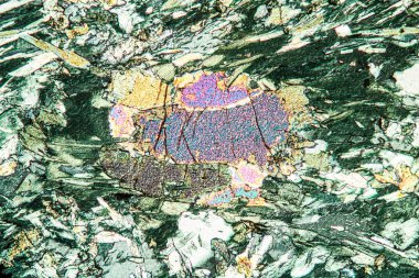 Feldspat kayası mikroskop altında 100x