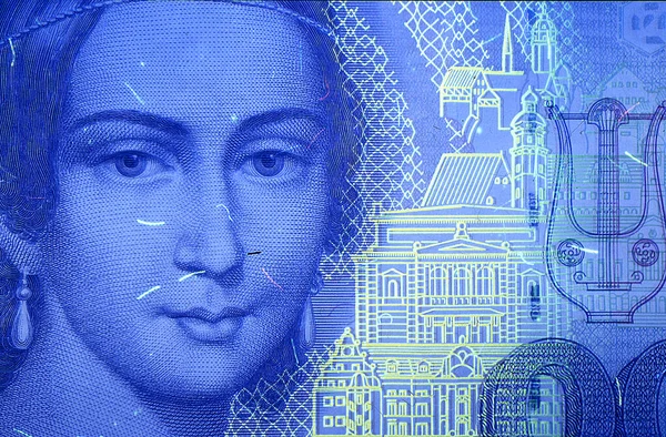 Χαρτονόμισμα Τράπεζας 100 Mark Υπεριώδες Φως Την Klara Schumann — Φωτογραφία Αρχείου