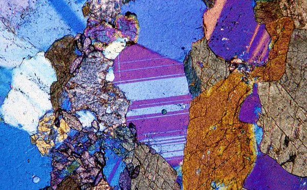 Каменный Тонкий Сечение Гранита Микроскопом 100X — стоковое фото