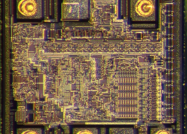 Elektronische Chip Met Transistors Contacten — Stockfoto