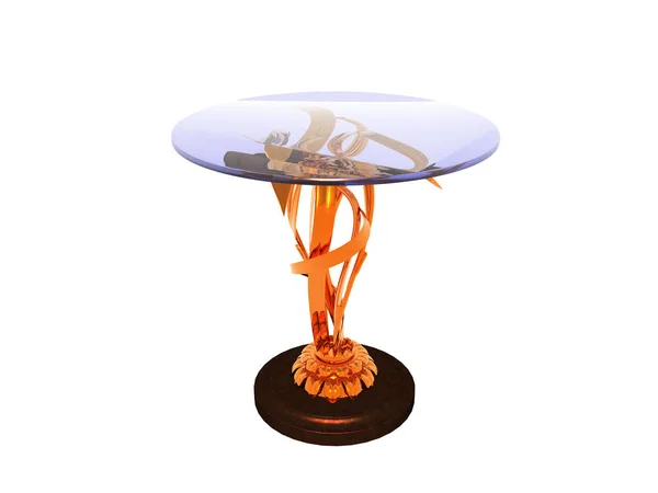 Okrągły Stół Szklany Salonie — Zdjęcie stockowe