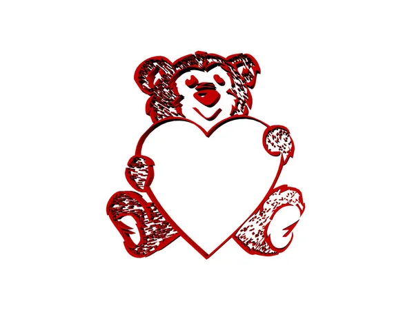 Красный Милый Комический Медведь — стоковое фото