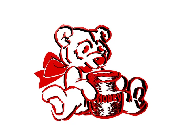 Czerwony Słodkie Komiks Niedźwiedź — Zdjęcie stockowe