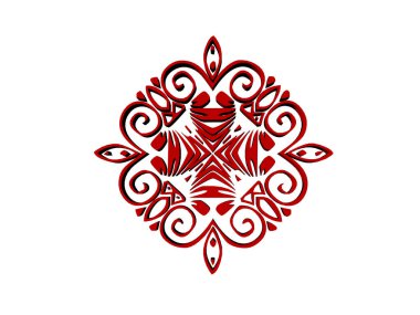 kırmızı yuvarlak çiçek deseni