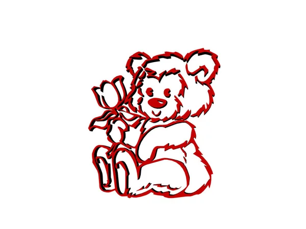 Κόκκινο Χαριτωμένο Κωμικό Αρκουδάκι — Φωτογραφία Αρχείου