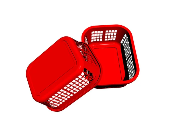 Stacked Red Plastic Laundry Baskets — Stock Photo, Image