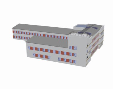 Pencereleri sıralanmış büyük eski yönetim binası