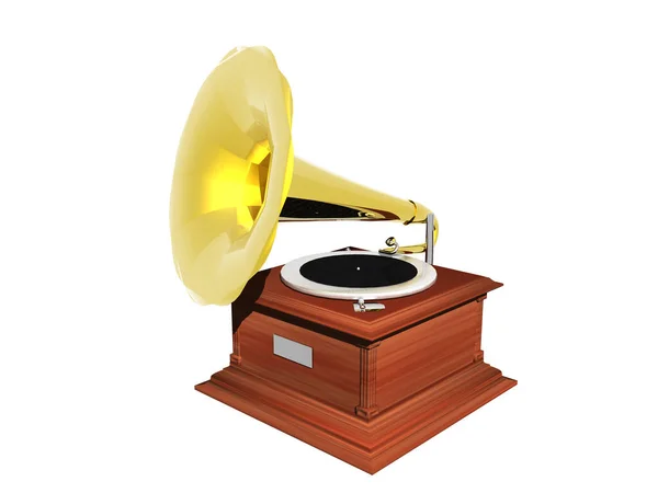 黄金の角を持つ古い蓄音機 — ストック写真