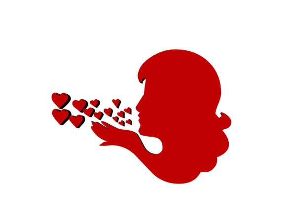 Červená Silueta Zamilované Dívky — Stock fotografie