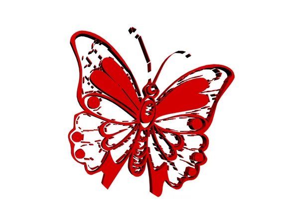 Κόκκινο Χαριτωμένο Πεταλούδα Κόμικ — Φωτογραφία Αρχείου