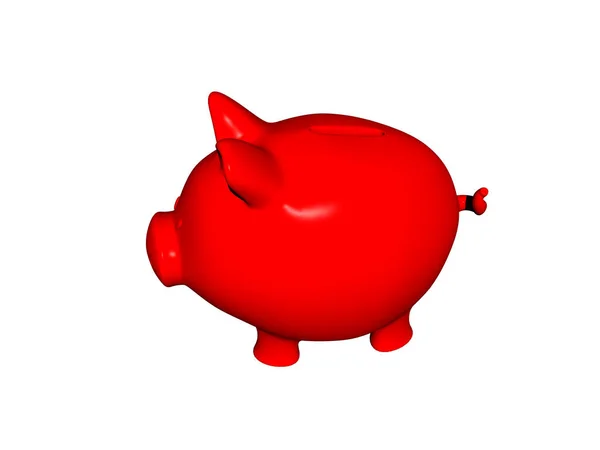 Banco Piggy Cerâmico Vermelho Para Moedas — Fotografia de Stock