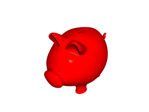 Banco Piggy Cerâmico Vermelho Para Moedas — Fotografia de Stock