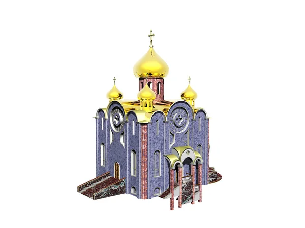 Ryska Kyrkan Med Gyllene Lök Kupoler — Stockfoto