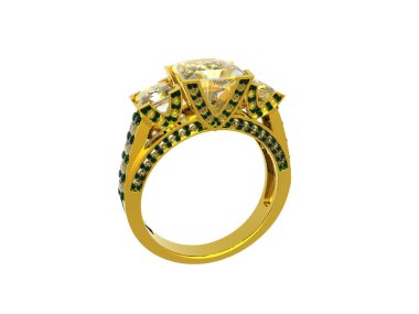 Değerli taşlı altın yüzük