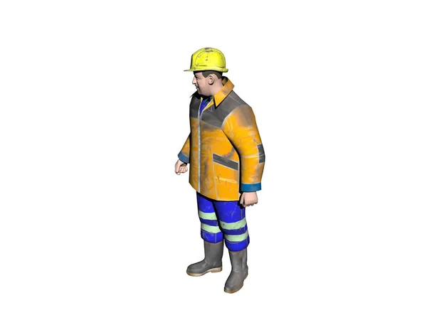 Travailleur Construction Avec Casque Jaune Veste Pluie — Photo