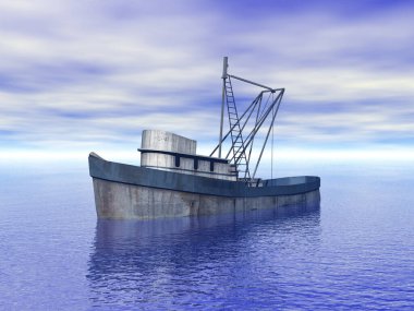 Balıkçı teknesi ve balıkçı ağları.