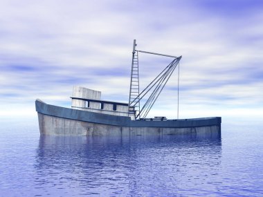 Balıkçı teknesi ve balıkçı ağları.