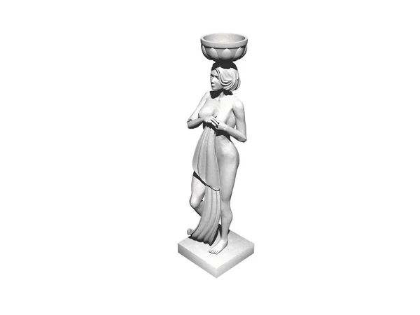 Piedra Elegante Figura Femenina Con Cesta Cabeza — Foto de Stock