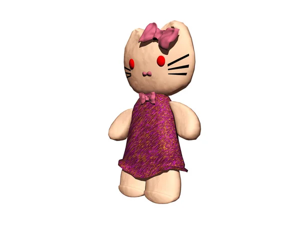 Figurinha Gato Brinquedo Costurada Tecido — Fotografia de Stock