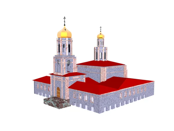 Großes Sakralgebäude Mit Rotem Dach — Stockfoto