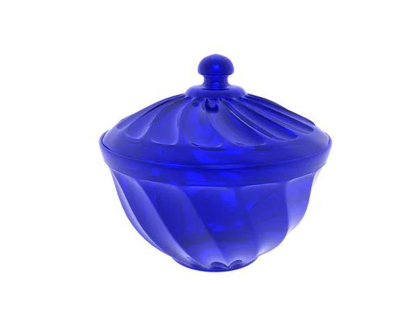蓋付き青ガラス鉢 — ストック写真
