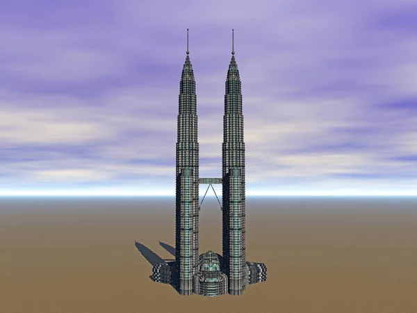Torres Interconectadas Forma Aguja Rascacielos — Foto de Stock
