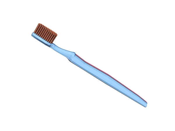 Blauwe Tandenborstel Met Handvat Borstelharen — Stockfoto