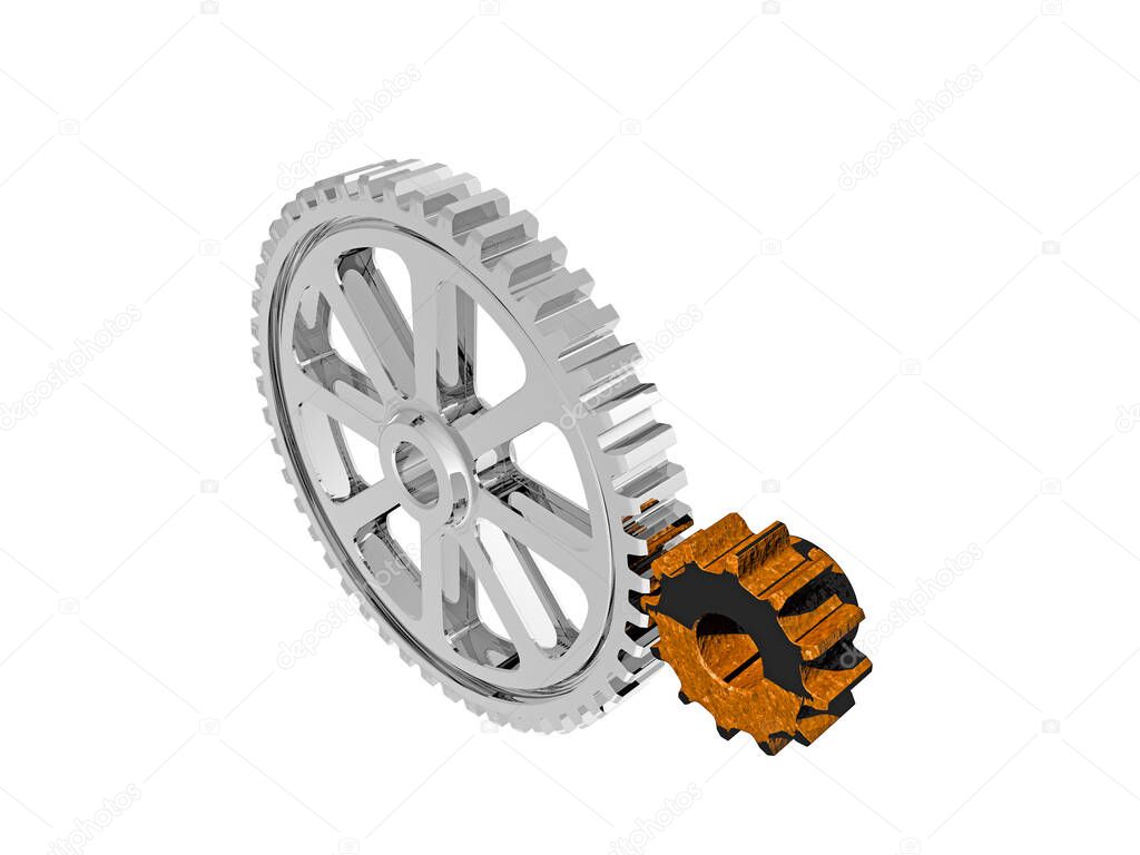 metallic gears mesh as gears