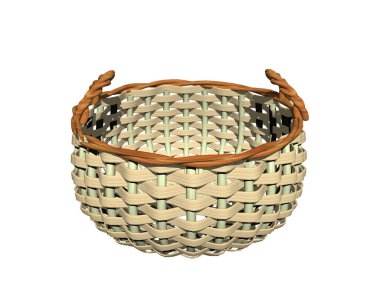 Kabzalı örülmüş rafya sepeti