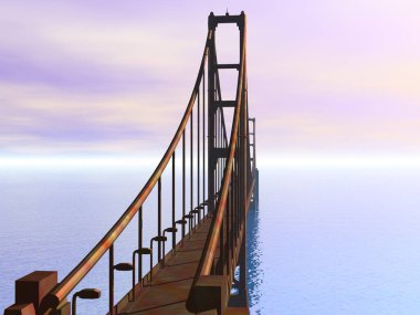 Denizin üzerinde uzun bir köprü