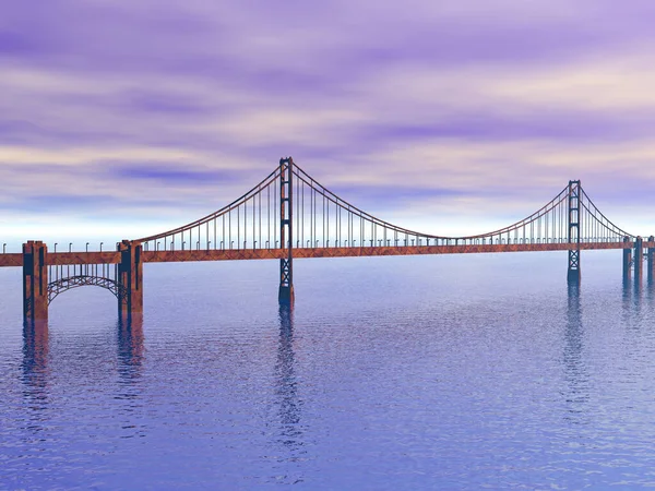 Lange Brücke Über Das Meer — Stockfoto