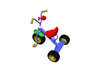 Pedal çevirmek için renkli çocukların üç tekerlekli bisikleti