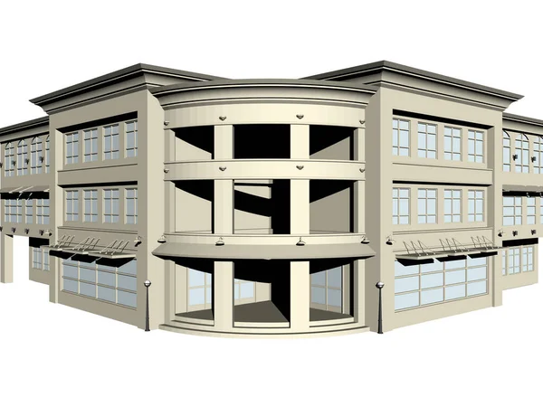 Großes Mehrstöckiges Geschäftshaus Mit Glasfassade — Stockfoto