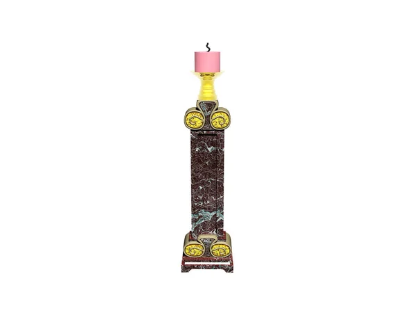 Golden Candle Holder Pink Candles — Stock Photo, Image