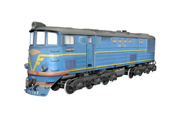 Locomotora Azul Pesada Sobre Raíles — Foto de Stock