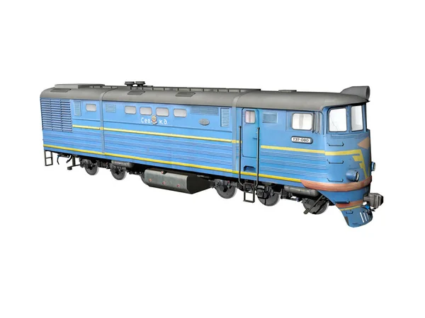 Βαριά Μπλε Ατμομηχανή Σιδηροτροχιές — Φωτογραφία Αρχείου