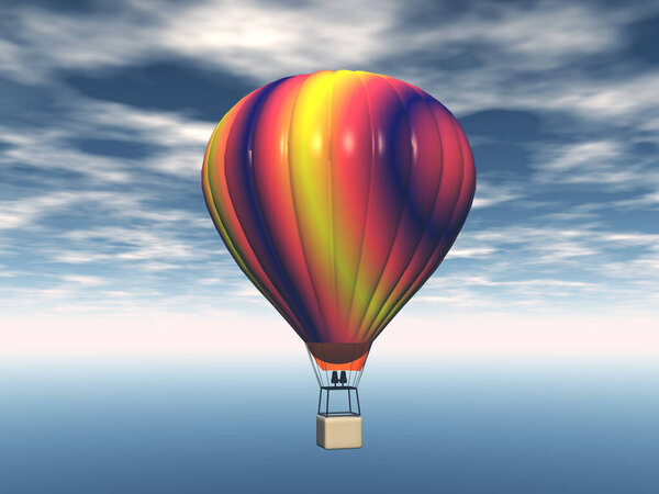 colorful hot air balloon with passenger basket