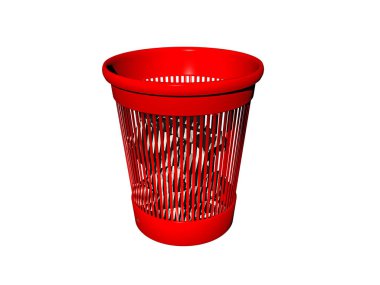 kırmızı silindirik plastik çöp kutusu