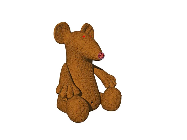 Brown Cuddly Fabric Mouse — Stock Photo, Image