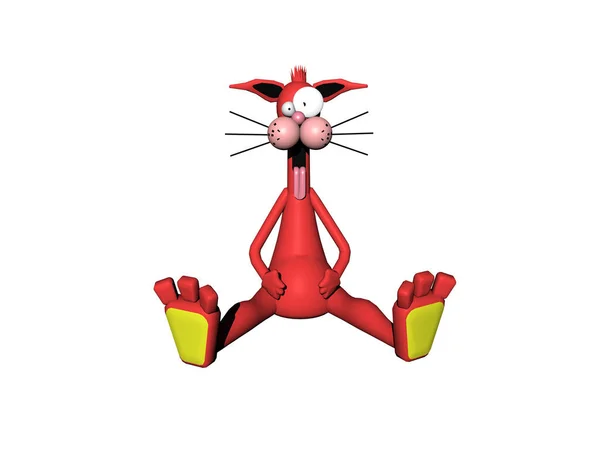 Vermelho Assustado Desenho Animado Gato Com Bigodes — Fotografia de Stock