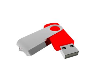 Veri depolama için kırmızı USB çubuğu
