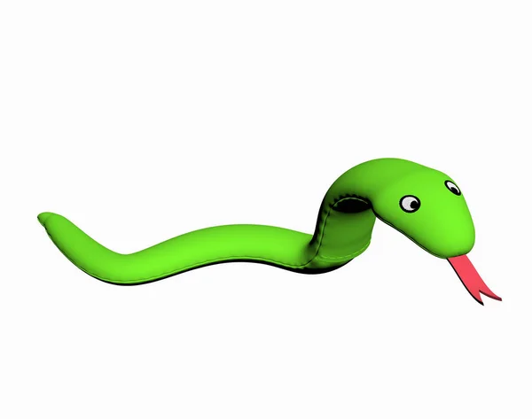 Cobra Desenho Animado Verde Com Língua Vermelha — Fotografia de Stock
