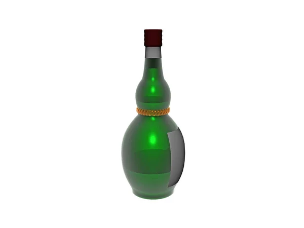 Green Exotic Curved Wine Bottle — Stock Photo, Image