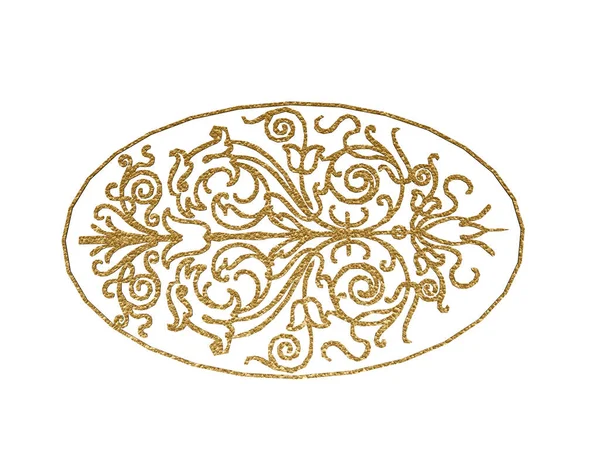 Medalhão Decorado Oval Dourado — Fotografia de Stock