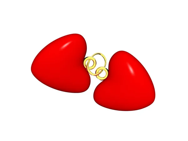Corações Vermelhos Ilhós Dourados — Fotografia de Stock