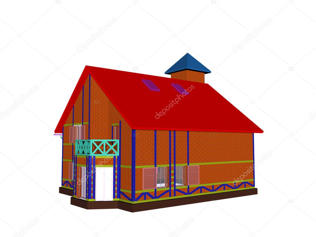 small family home with a red roof
