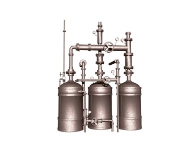 Bira fabrikasında manometreyle metalik su ısıtıcısı