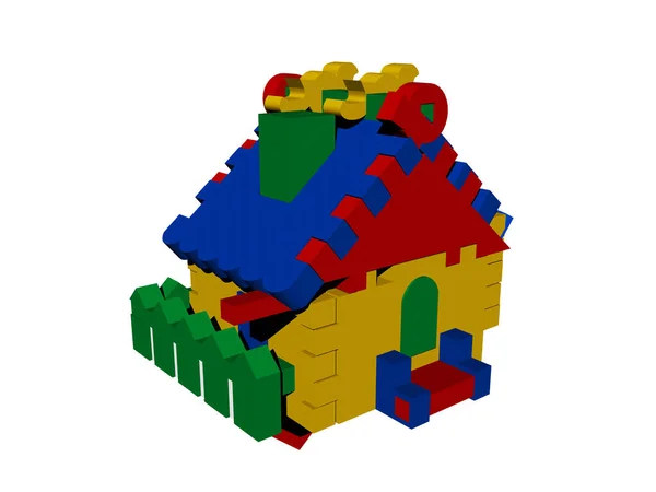 Kolorowy Dom Plastikowych Klocków Budowlanych — Zdjęcie stockowe