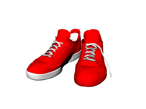 Rode Sneakers Met Veters — Stockfoto